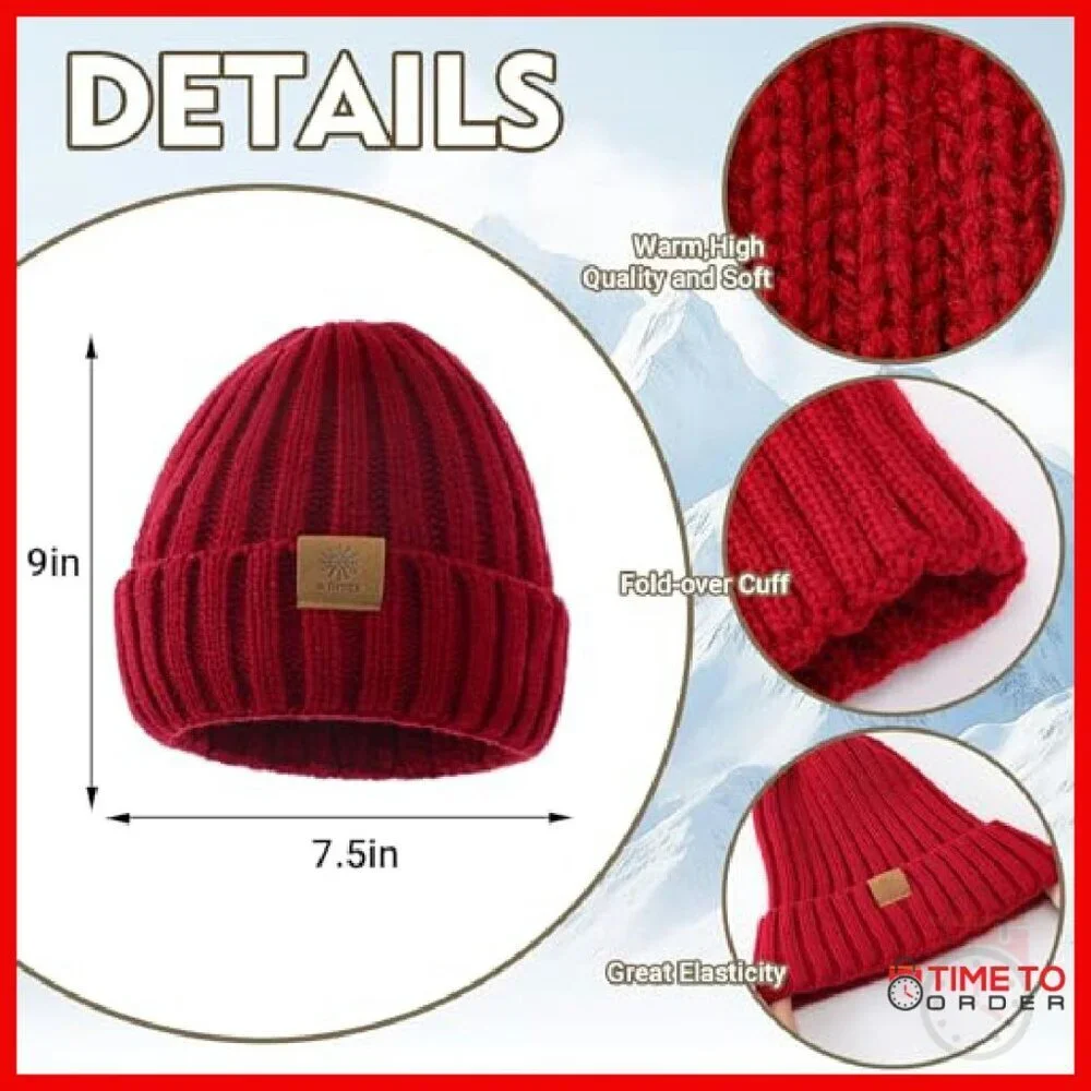 Winter Beanie Scarf Gloves Set, Touchscreen Fleece Lined, Warm Knit